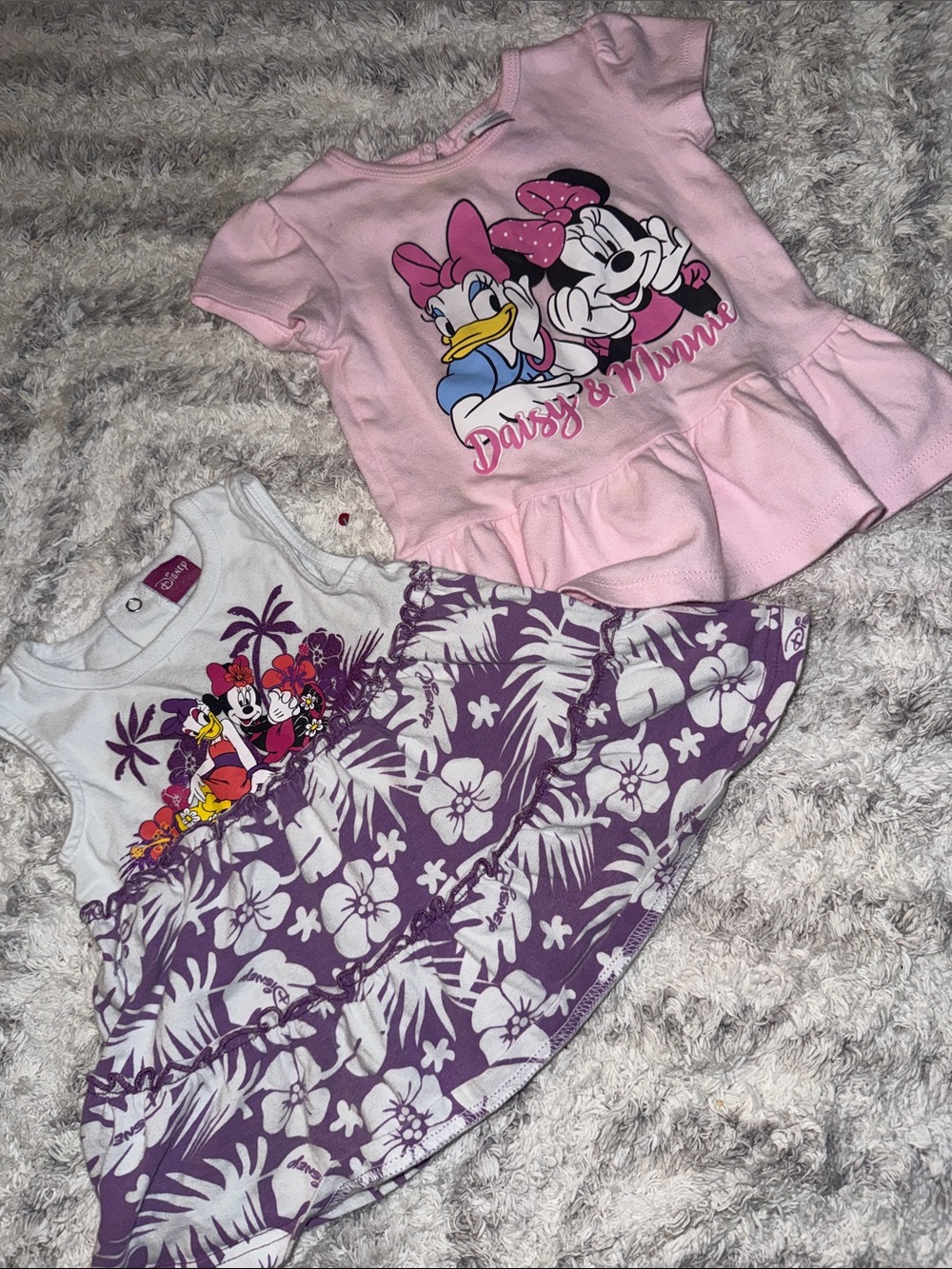 12m Disney Pink Peplum Top with Purple Floral Dress Set baby girl